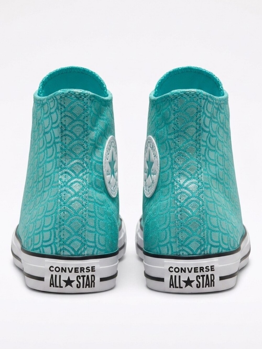 622. Converse Chuck Taylor All Star Teal Turquoise Mermaid Fish Scale High Top S - Picture 6 of 10